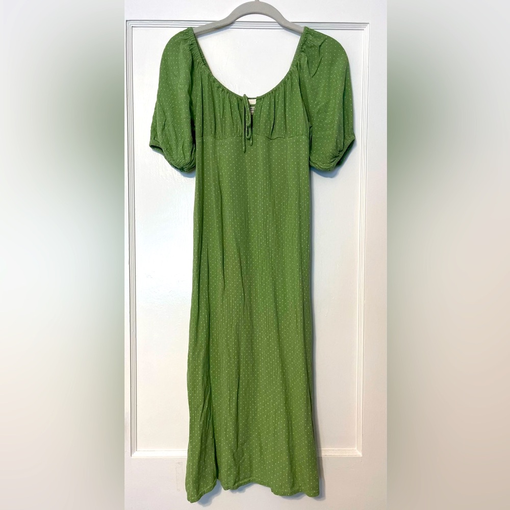 Billabong Green Midi Dress with Puff Sleeves - Picture 3 of 8
